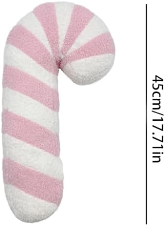 Christmas Candy Cane Plush Throw PillowCandy Throw Pillow Christmas Decorations Soft Fluffy Candy Cane Pillow Stuffed Lollipop Plush Pillows Gifts for Home Decor Sofa Cushion (17.71 inch)