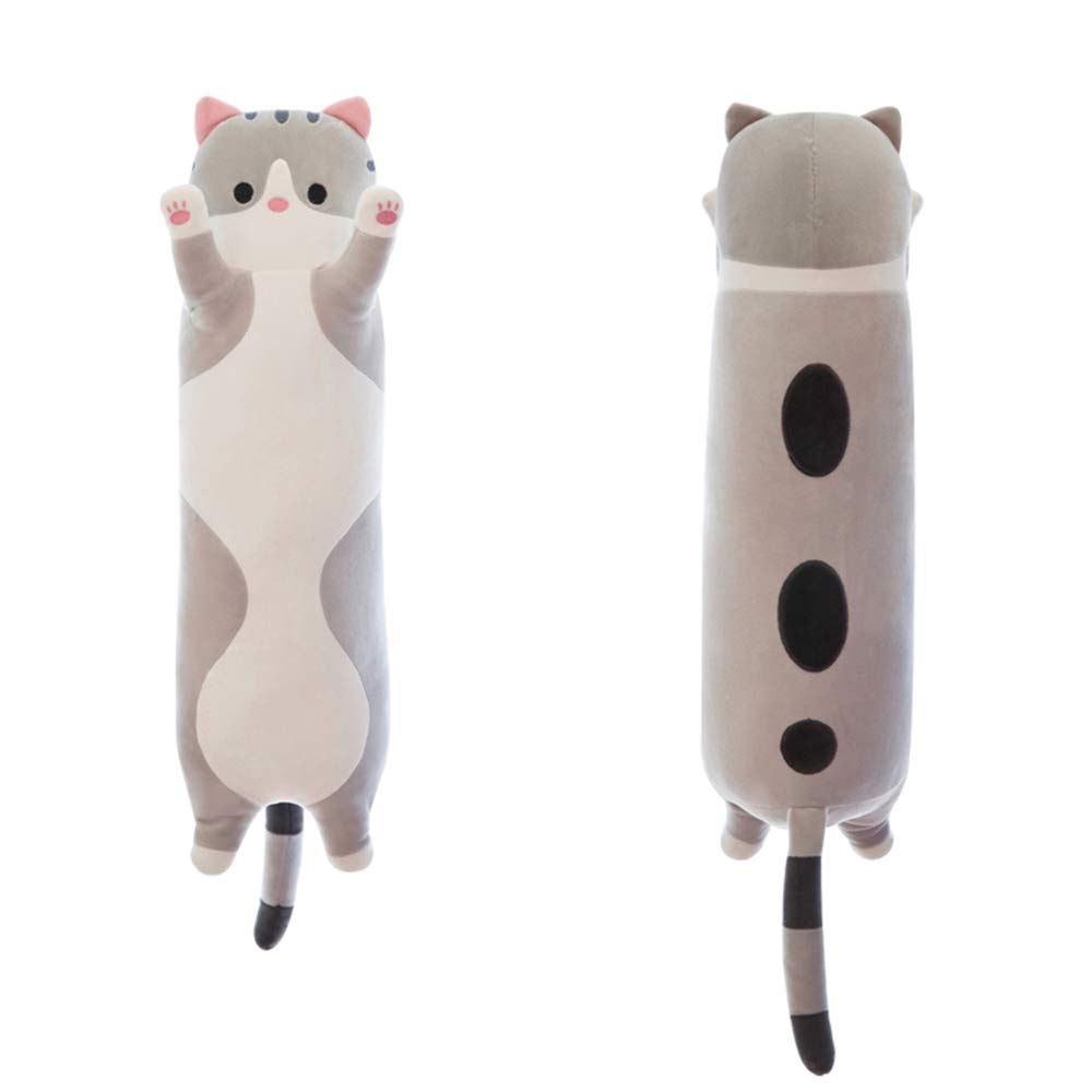 Shangman Long Cat Plush Pillow Stuffed Animal Toy Gift for Kids Grey 19.6in