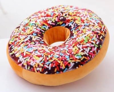 15.7" 3D Sprinkle Donut Throw Pillow Soft Round Donut Pillow Plush Stuffed Doughnut Cake Cushion Food Stuffed Throw Pillow for Home Decor Kids Gift (Brown)