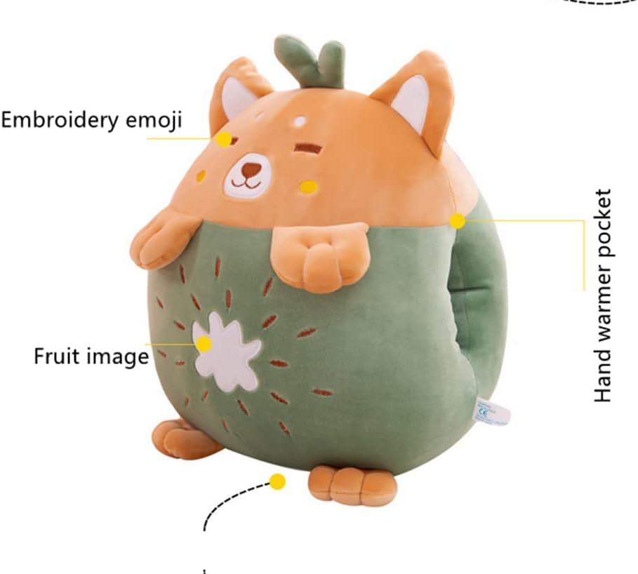 YUDONG 15" Kids Stuffed Animals Travel Blanket and Pillow Set,Cute Dog Plush Pillow with Hand Warmer Design,Perfect for Travel, Camping, Home and Office.