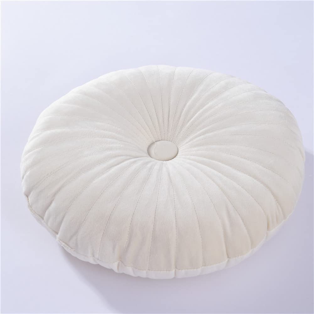 NatureMan Round Throw Pillow, Velvet Decoration Small Throw Pillow, Pumpkin Throw Pillow Cushion Suitable for Living Room Sofa Bed Floor 13.7 inches (Cream)