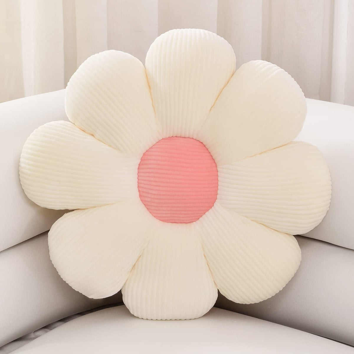 Sioloc Flower Shaped Throw Pillow Butt Cushion, Seating Cushion, Cute Room Decor & Plush Pillow for Bedroom Sofa Chair (Blush, 15.7")