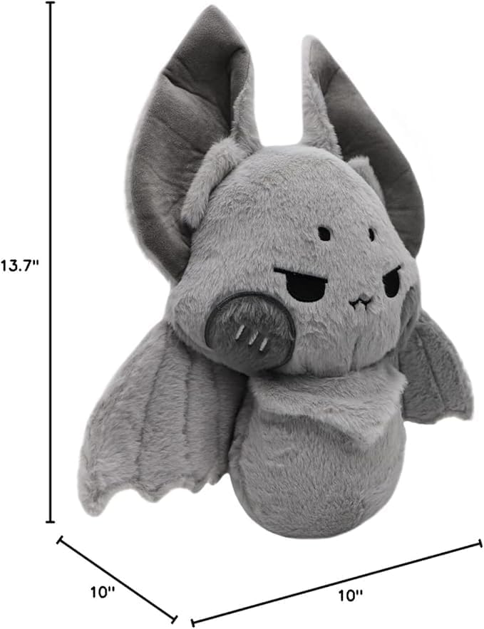 Cuddly Gray Bat Plush Pillow Gothic Furry Bat Stuffed Gifts/13.7''