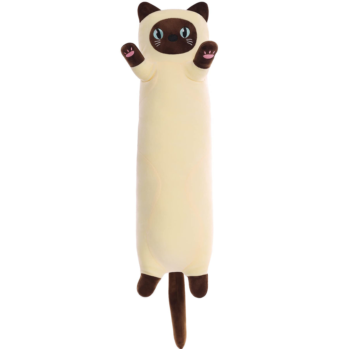 Cat Soft Plush Pillow Cute Cat Plush, Long Stuffed Cat Toy Kitten Gift for Kids Girlfriend(50CM,White)