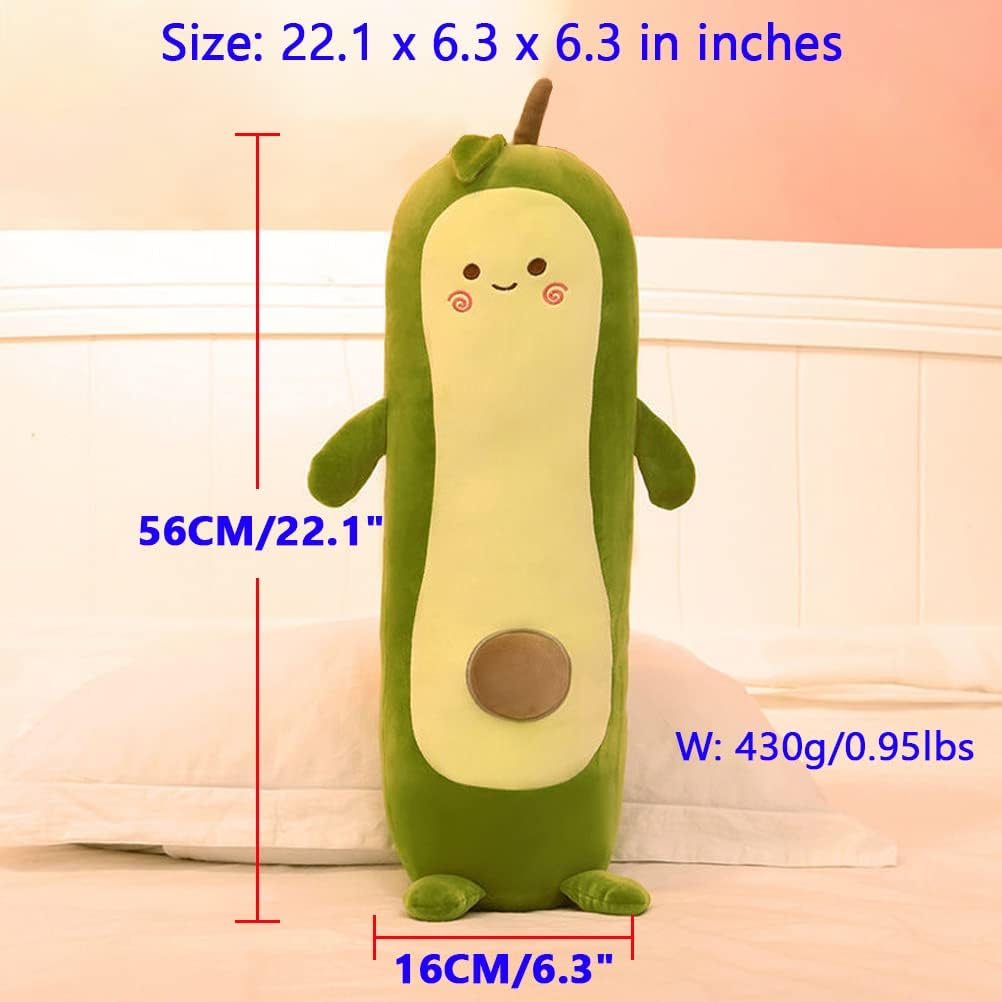 MMTTAO Long Avocado Stuffed Animal 22 Inch Avocado Plush Toy Cute Stuffies Kawaii Food Fruit Plushies Pillow Cuddle Plushie Hugging Plush Pillow Gifts for Kids Boys Girls Home Bedroom Decor, 22Inches