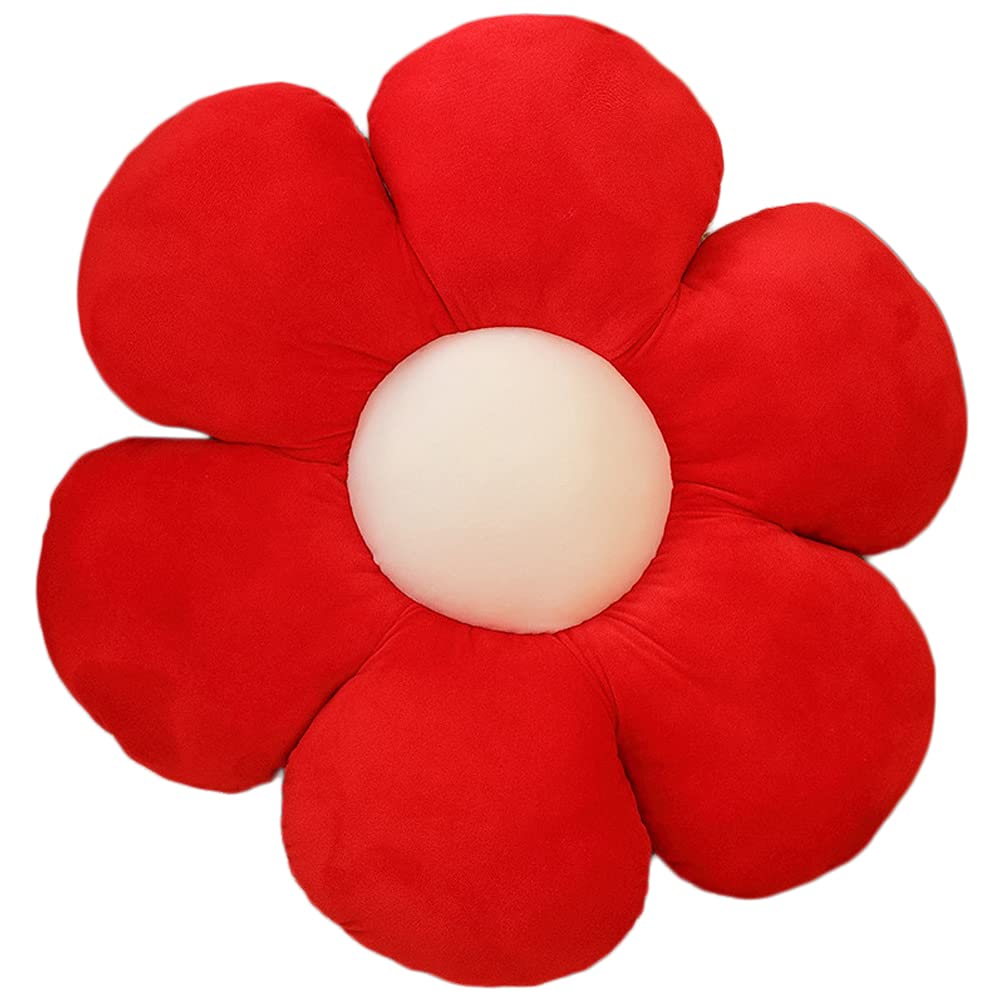lannery Flower Plush Throw Pillows, Flower Floor Pillow Seating Cushion Toy for Reading, Room, Watching TV (11.8", White-2)