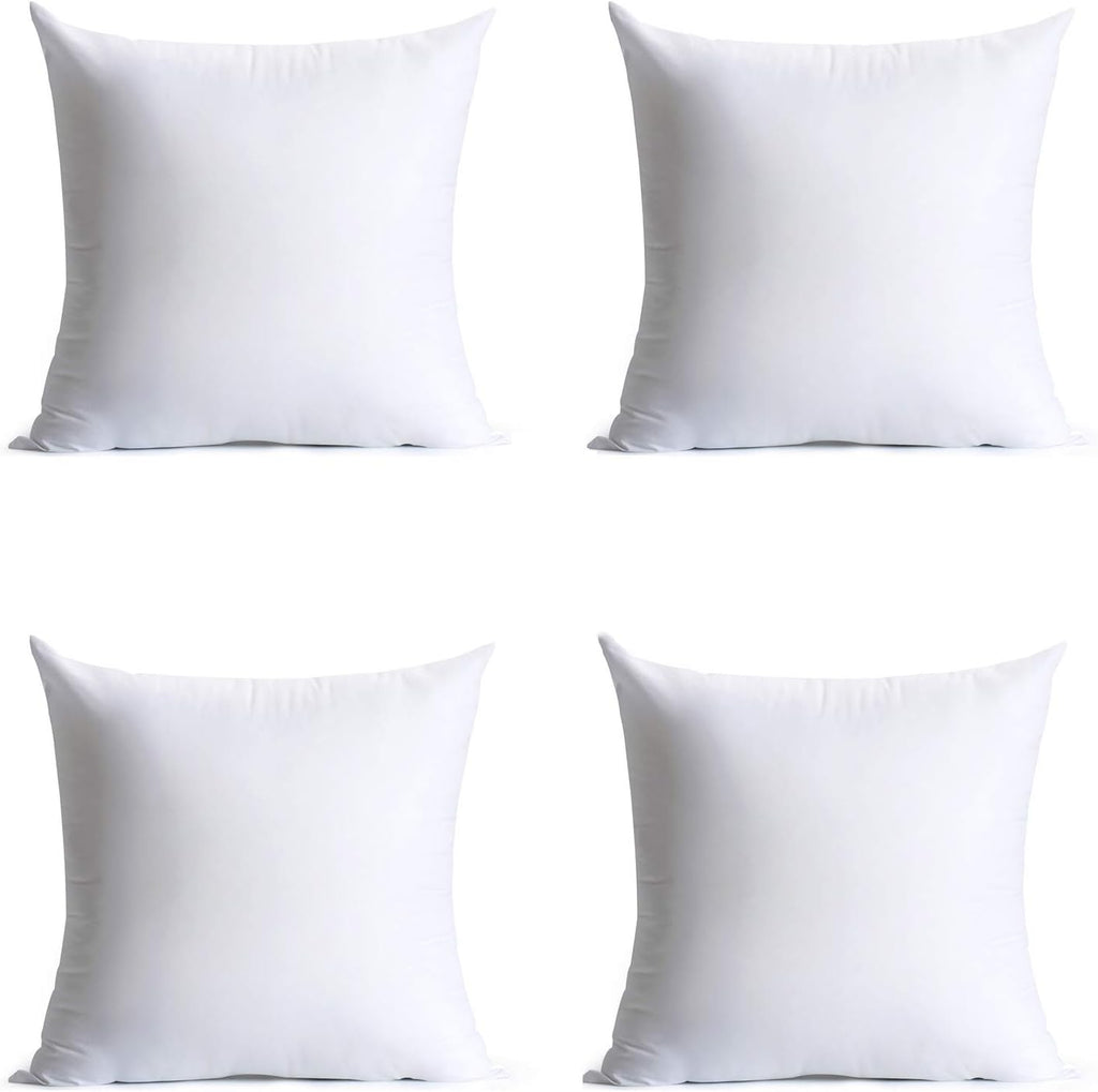 Calibrate Timing 16 x 16 inches Pillow Inserts, Set of 4 Hypoallergenic Brushed Microfiber Liner Down Alternative Filled Square Cushion Throw Pillow