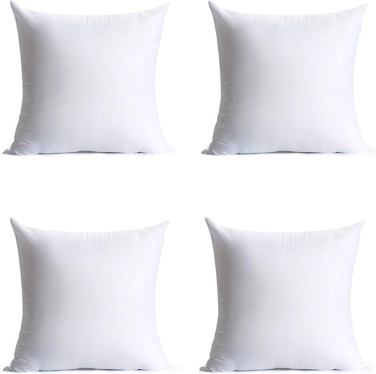 Calibrate Timing 16 x 16 inches Pillow Inserts, Set of 4 Hypoallergenic Brushed Microfiber Liner Down Alternative Filled Square Cushion Throw Pillow