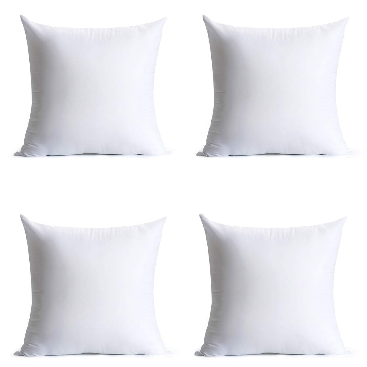 Calibrate Timing 16 x 16 inches Pillow Inserts, Set of 4 Hypoallergenic Brushed Microfiber Liner Down Alternative Filled Square Cushion Throw Pillow
