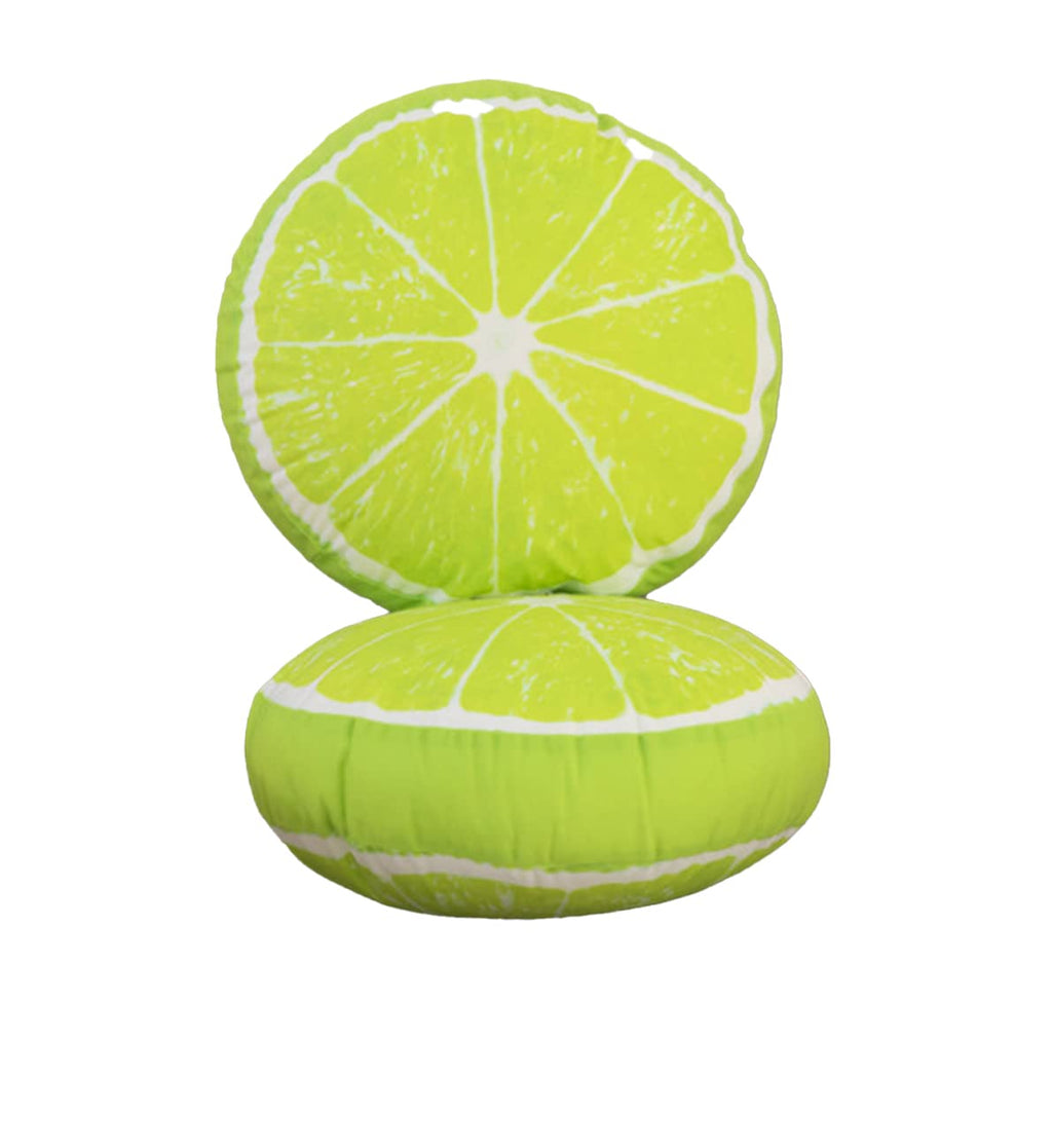 Fruit Pillow Creative Home Sofa Tatami Pillow Watermelon Futon Shaped Round Cushion Pillow(Green Lemon,35cm)