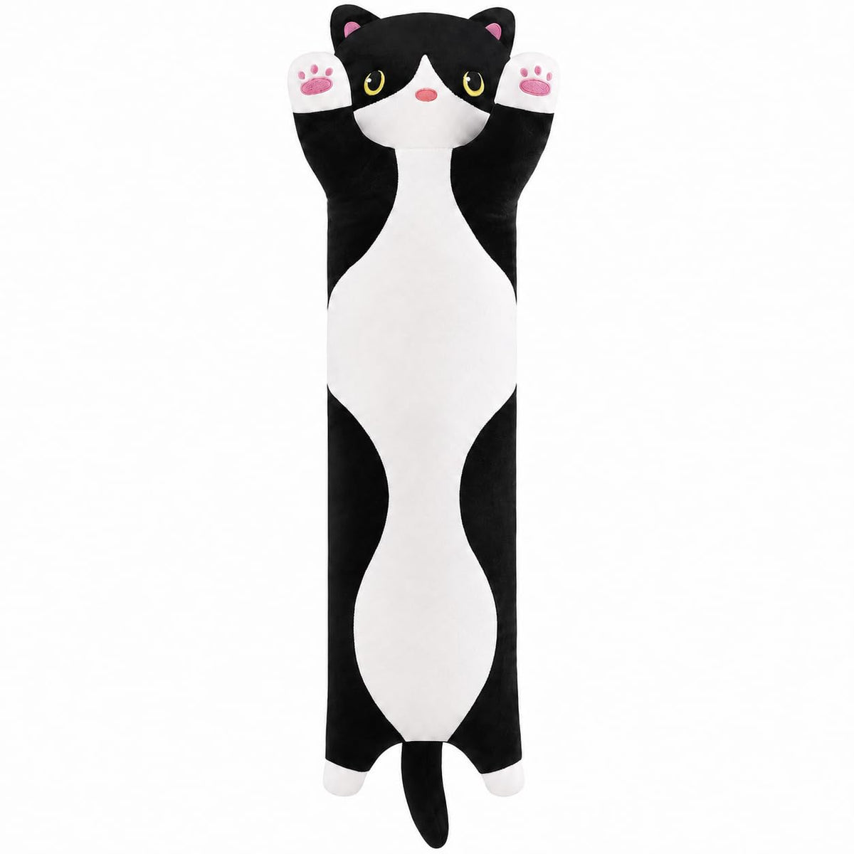 Cat Soft Plush Pillow Cute Cat Plush, Long Stuffed Cat Toy Kitten Gift for Kids Girlfriend(50CM,White)