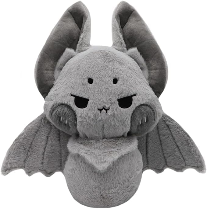 Cuddly Gray Bat Plush Pillow Gothic Furry Bat Stuffed Gifts/13.7''