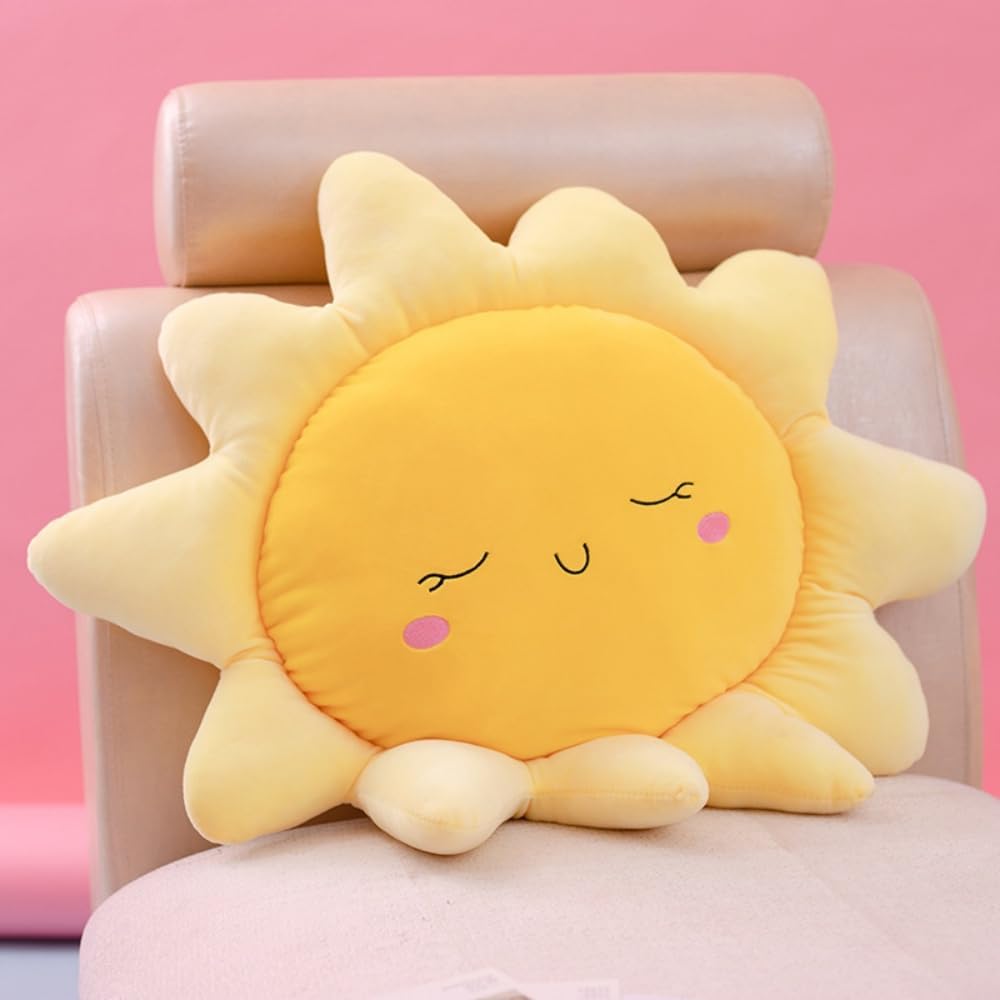 23.7 inch Sun Shape Plush Pillow | Cute Sunflower Floor Cushion for Chair & Seat | Soft Stuffed Animal Toy for Home Decoration | Birthday Gift for Girls & Kids (23.7 Inch Yellow)
