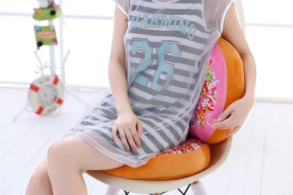 15.7" 3D Sprinkle Donut Throw Pillow Soft Round Donut Pillow Plush Stuffed Doughnut Cake Cushion Food Stuffed Throw Pillow for Home Decor Kids Gift (Brown)