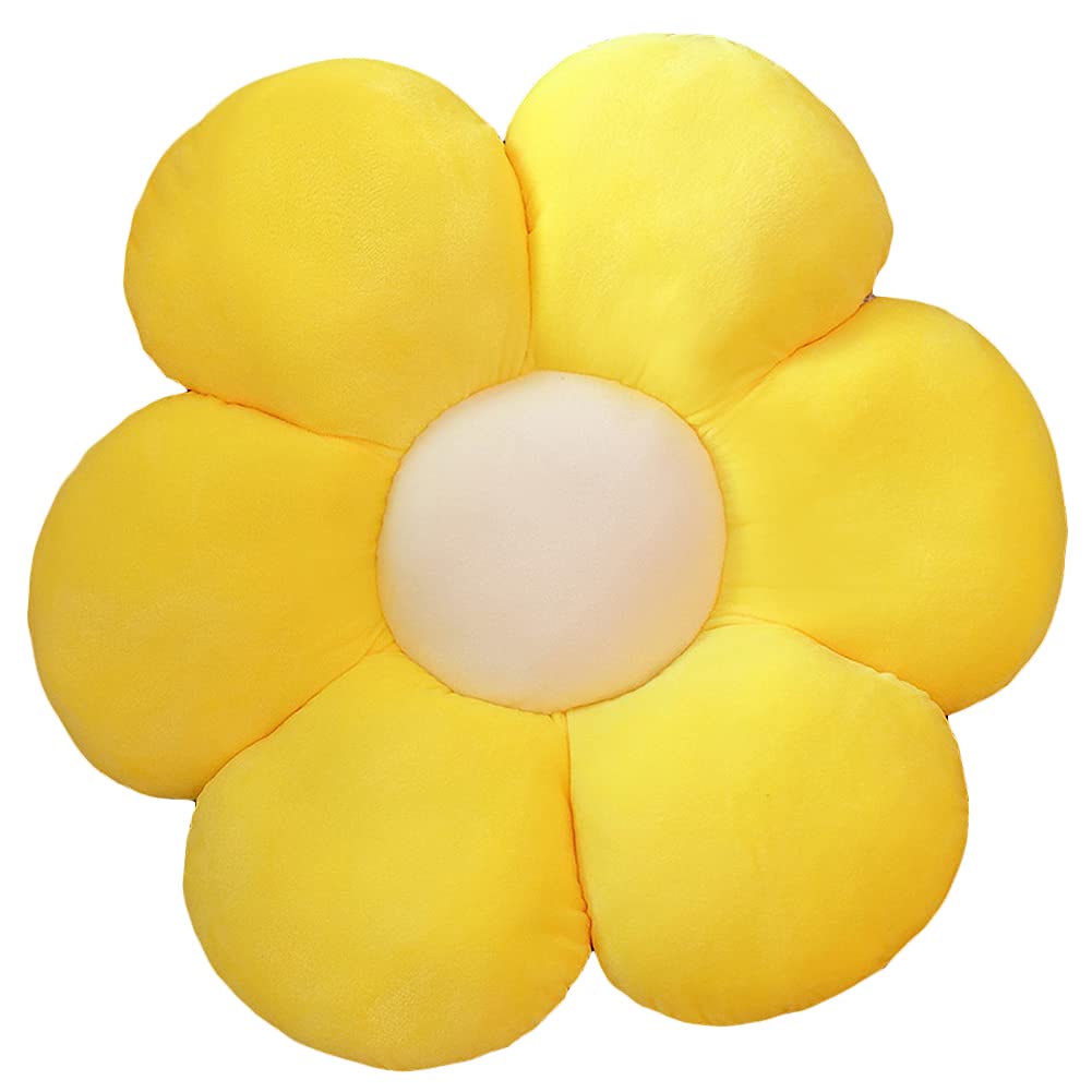 lannery Flower Plush Throw Pillows, Flower Floor Pillow Seating Cushion Toy for Reading, Room, Watching TV (11.8", White-2)
