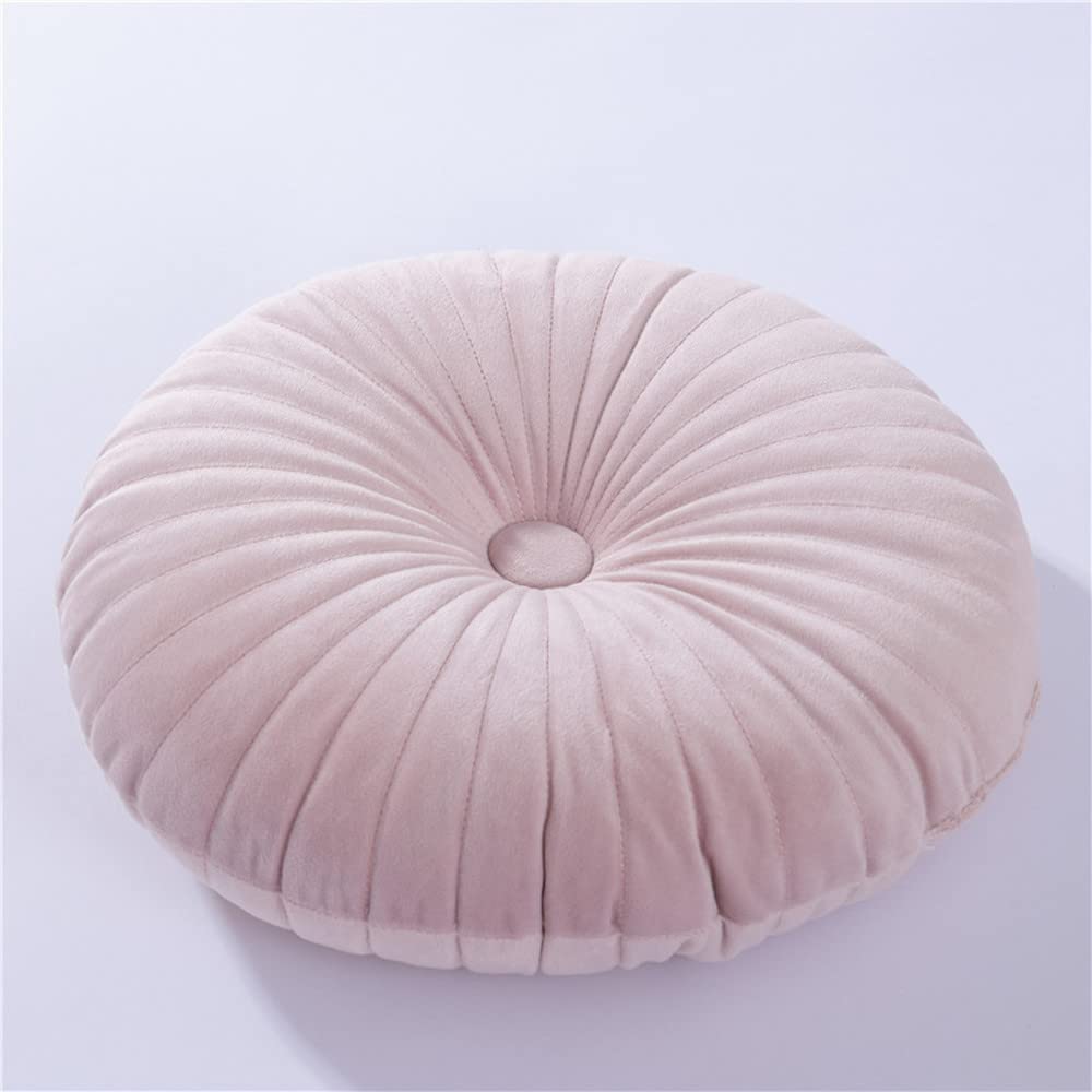 NatureMan Round Throw Pillow, Velvet Decoration Small Throw Pillow, Pumpkin Throw Pillow Cushion Suitable for Living Room Sofa Bed Floor 13.7 inches (Cream)
