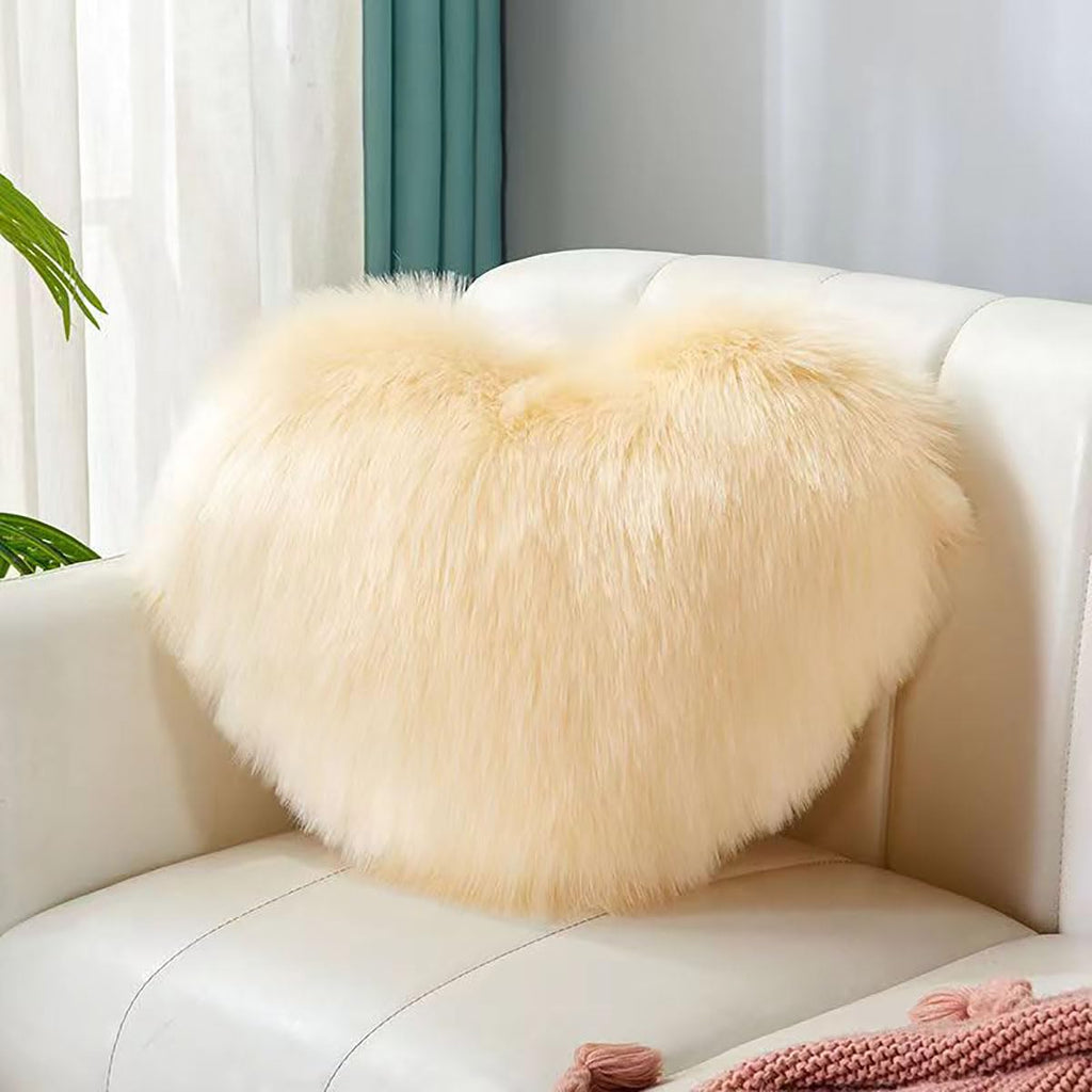 Fluffy Heart-Shaped Pillow, Sofa Bed Decoration, Pillow Decoration, Room Pillow (Pink, 11.81inch X 15.74inch)