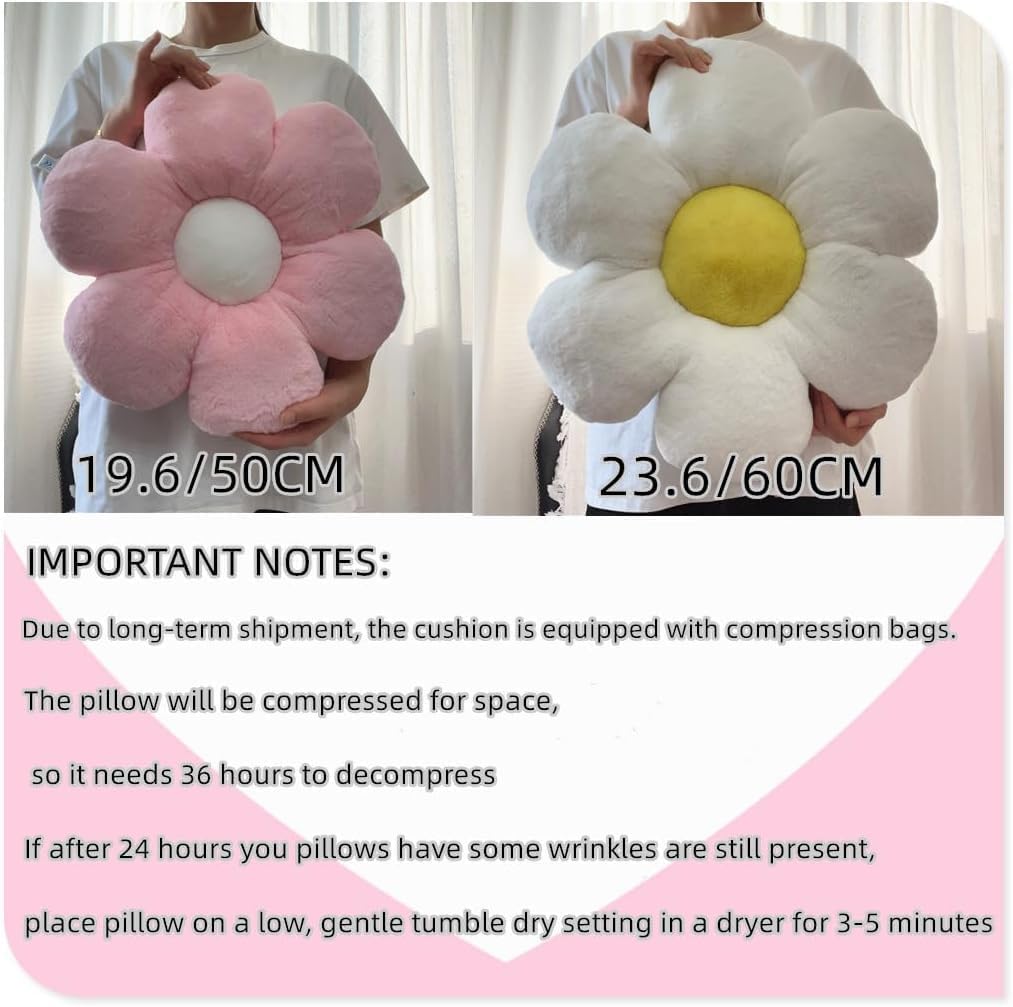 Flower Pillow,19.6In Daisy Pillow Blue Throw Pillows