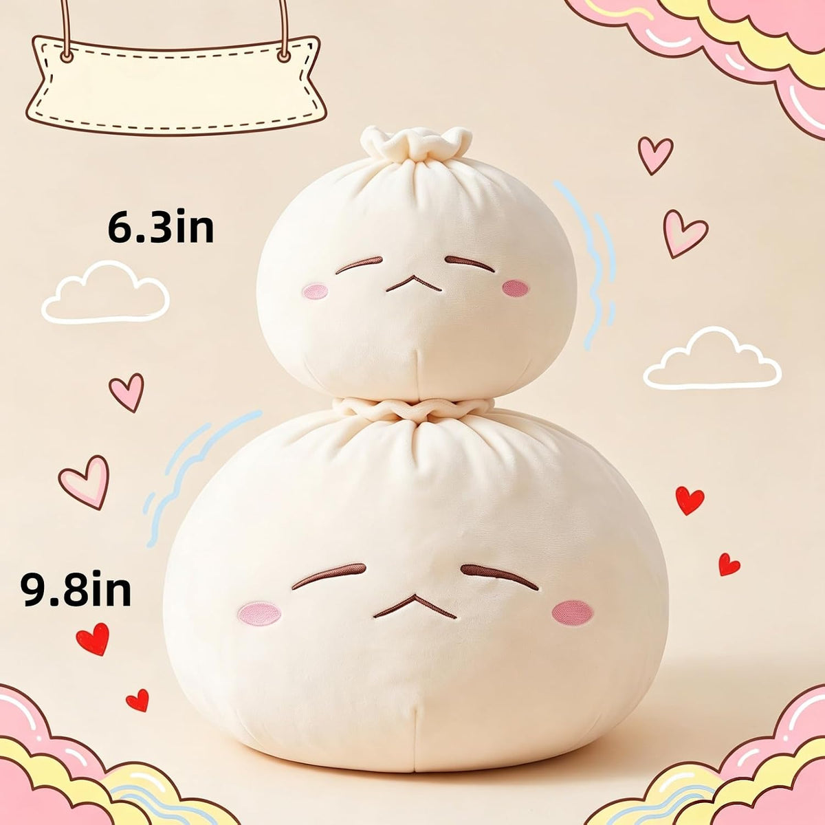 Giant Dumpling Plush Pillow（6.3 × 8 in）