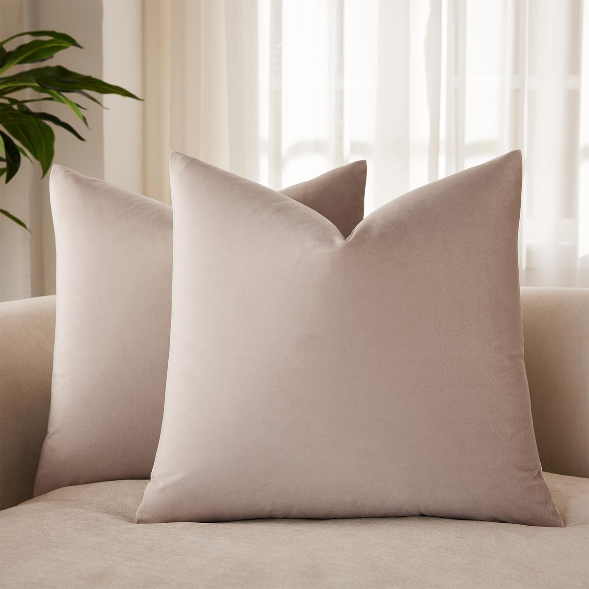 Velvet Throw Pillow Covers 18x18 for Couch Bed Sofa,Eggplant Purple