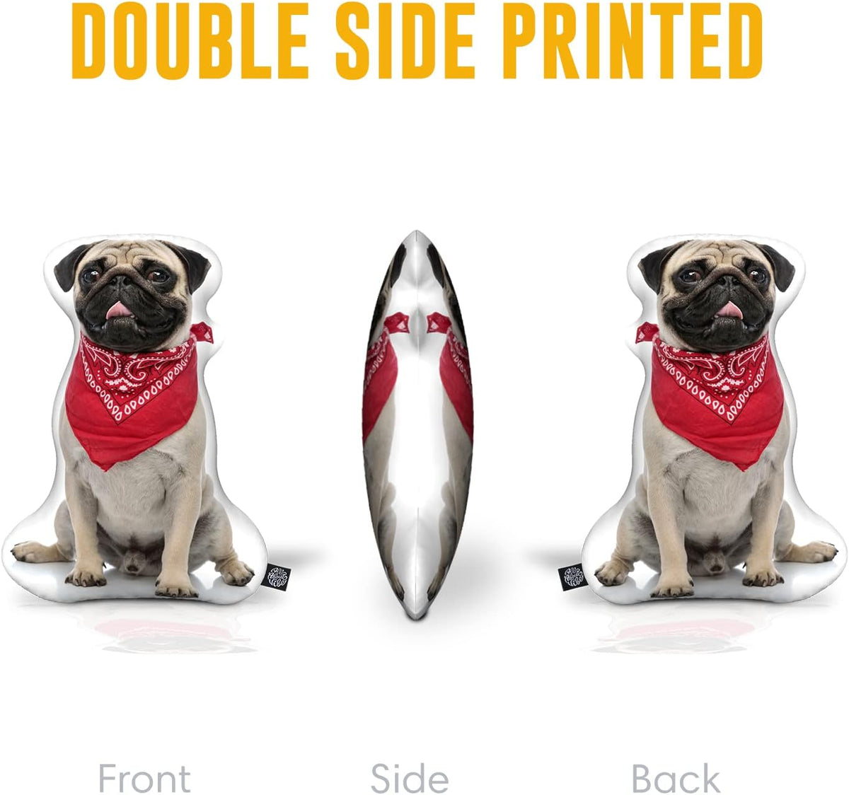 All About Vibe Custom Dog Pillow - Personalized Custom Shaped 3D Dog Throw Pillow, Best Gift for Dog & Pug Owners and Lovers! Made in USA - 16" Small