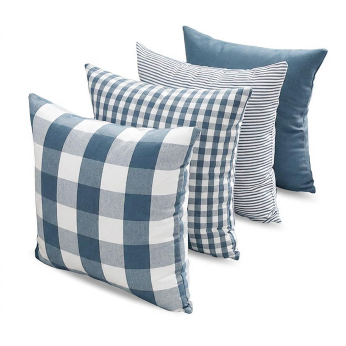 Farmhouse Brown Gingham Checkered Plaid Throw Pillow Covers 20x20 Set of 2