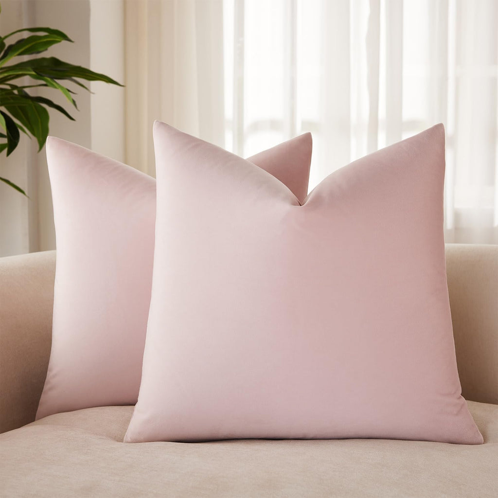 Velvet Throw Pillow Covers 18x18 for Couch Bed Sofa,Eggplant Purple