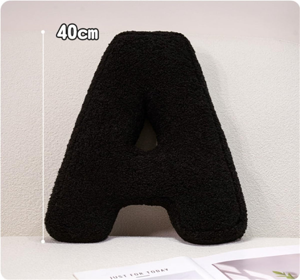 MOJUN Black Letter Pillows Cute Soft Plush Initial Letter Throw Cushion Decorative English Alphabet A to Z Letter Hugging Throw Pillows for Sofa Couch Bed Car Living Room Decoration Photo Prop, H