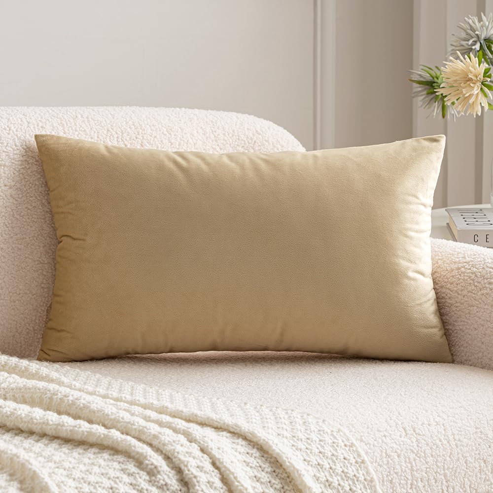 MIULEE 12x20 Inch Lumbar Velvet Christmas Throw Pillow Cover Army Green