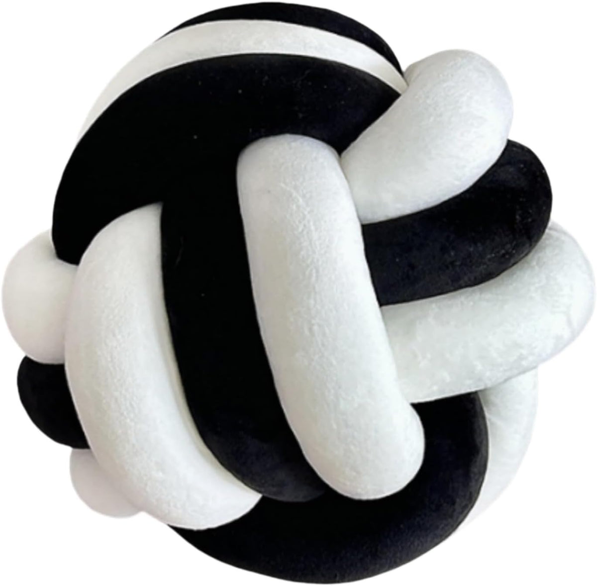 OUKEYI 8.5"/22cm Knot Ball Pillows, Round Throw Pillow Cushion Home Decoration Soft Plush Pillow, Throw Knotted Ball Pillow Handmade Children Room Decoration Round Plush Toy Pillow (White with red)