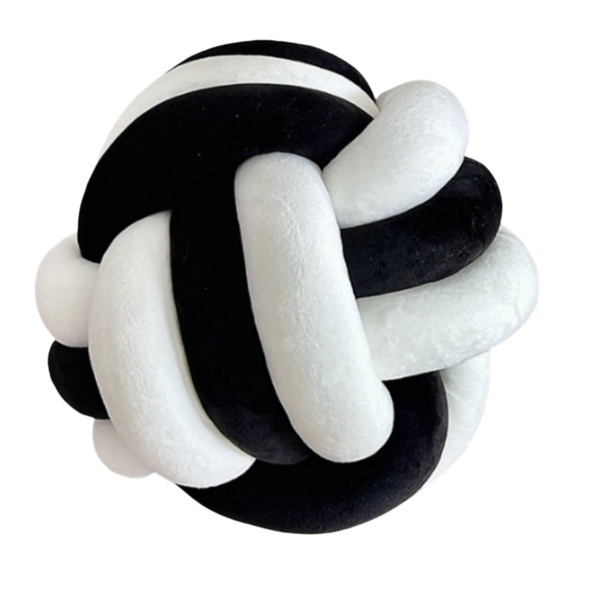 OUKEYI 8.5"/22cm Knot Ball Pillows, Round Throw Pillow Cushion Home Decoration Soft Plush Pillow, Throw Knotted Ball Pillow Handmade Children Room Decoration Round Plush Toy Pillow (White with red)
