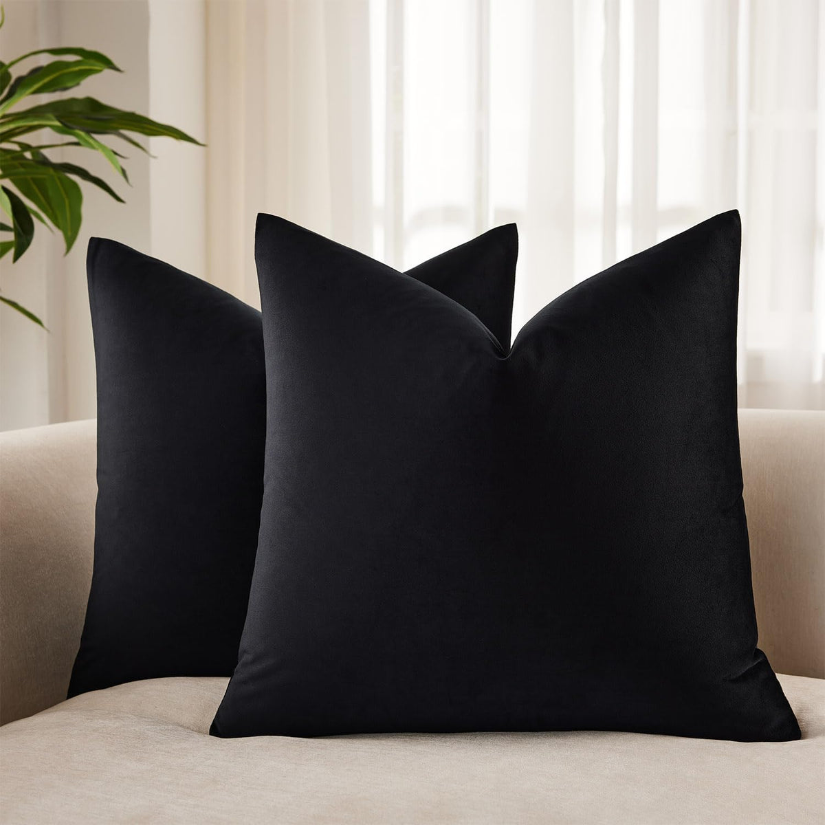 Velvet Throw Pillow Covers 18x18 for Couch Bed Sofa,Eggplant Purple