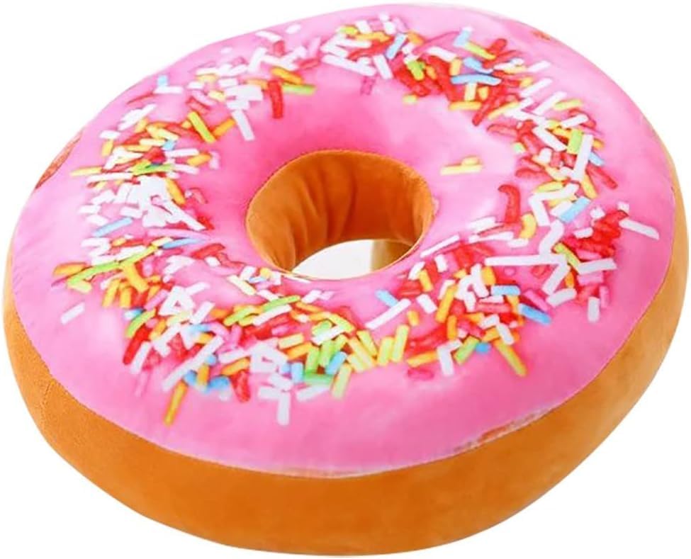 15.7" 3D Sprinkle Donut Throw Pillow Soft Round Donut Pillow Plush Stuffed Doughnut Cake Cushion Food Stuffed Throw Pillow for Home Decor Kids Gift (Brown)