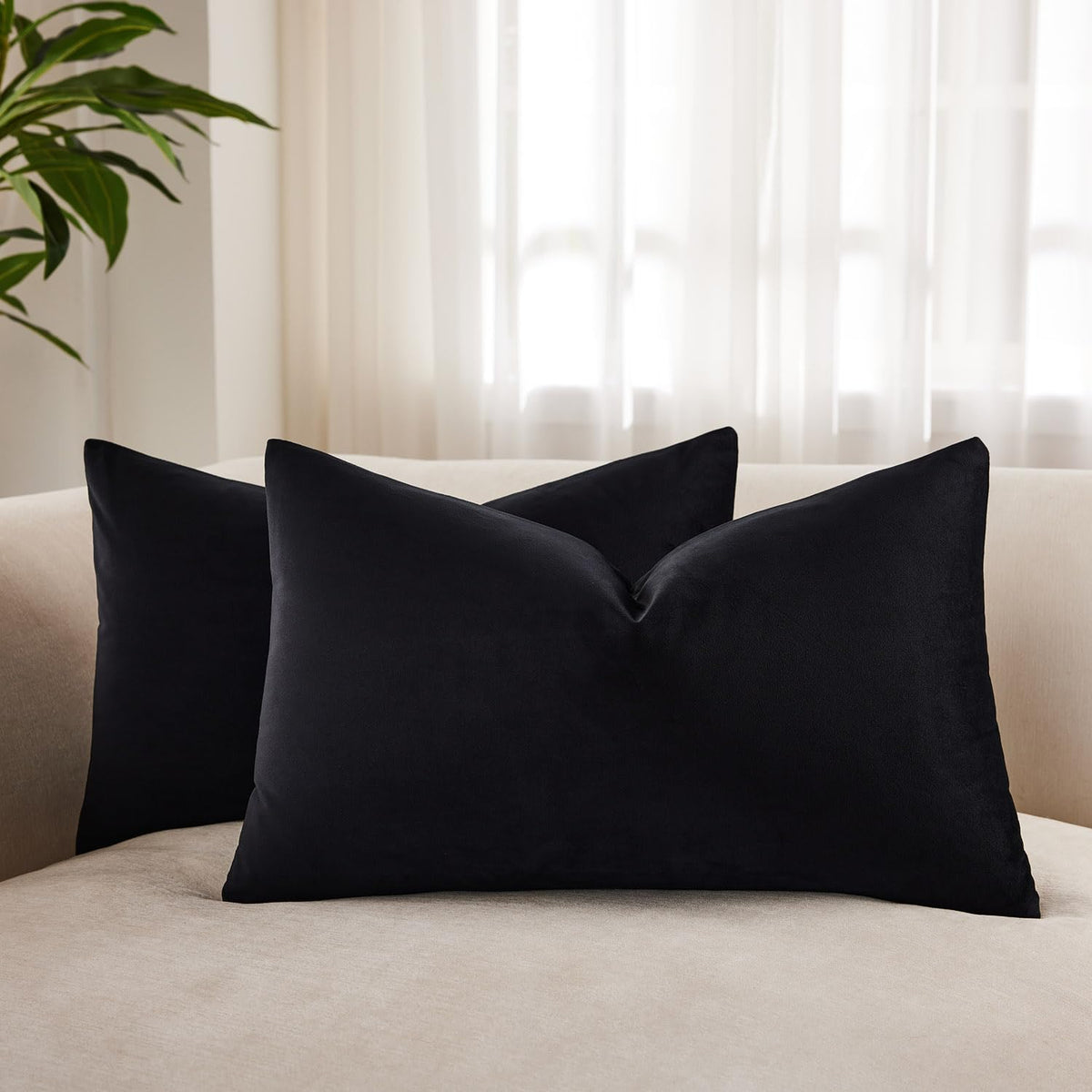 Velvet Throw Pillow Covers 18x18 for Couch Bed Sofa,Eggplant Purple