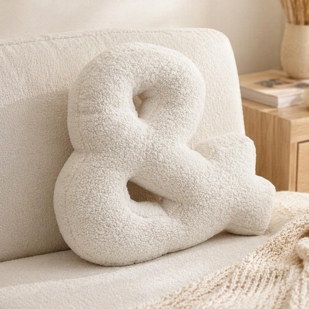 Letter Plush Pillow, Letter Hugging Throw Pillows, Decorative Initial Letter Shaped Throw Pillows for Bed Couch, Letter Pillows English Alphabet A to Z for Sofa Bedroom Living Room Decor (A)