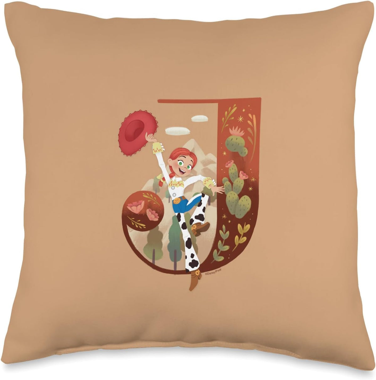 Disney and Pixar Alphabet Monogram Toy Story Letter J Jessie Throw Pillow