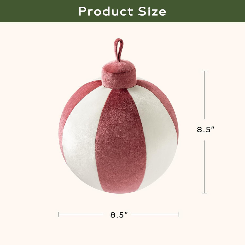 Ashler Merry Christmas Bell-Shaped Pillow, 8.5x8.5 Inch Velvet Hangable Decorative Holiday Pillow for Xmas Tree, Couch, Living Room, Bed, Pink