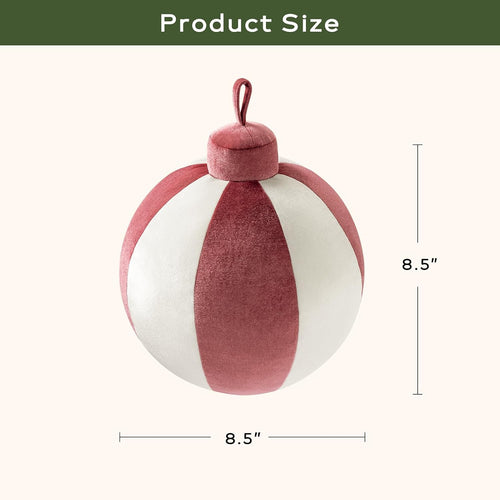 Ashler Merry Christmas Bell-Shaped Pillow, 8.5x8.5 Inch Velvet Hangable Decorative Holiday Pillow for Xmas Tree, Couch, Living Room, Bed, Pink