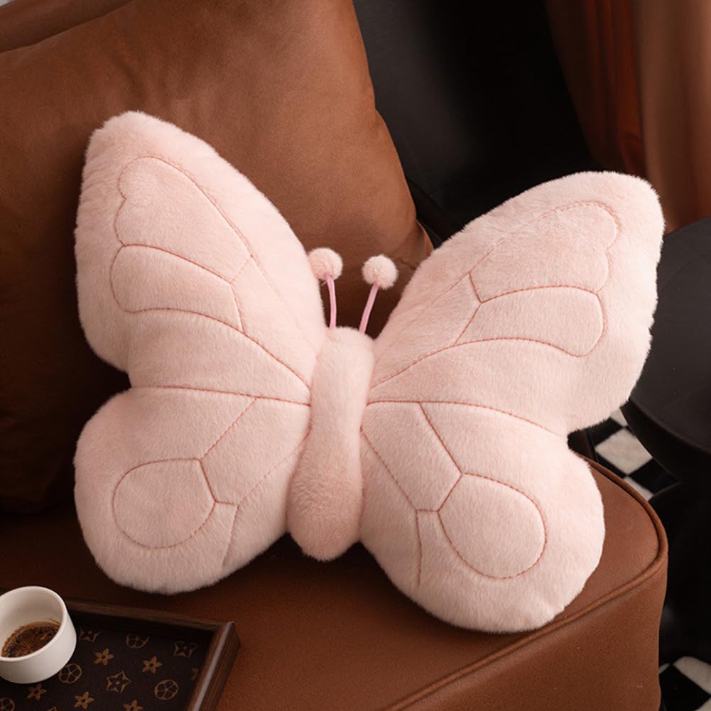 Kawaii Butterfly Shaped Throw Pillow 18in Soft Hugging Plush Pillow Butterfly Stuffed Animal Stuff Aesthetics Decor for Bedroom Living Room Sofa Couch