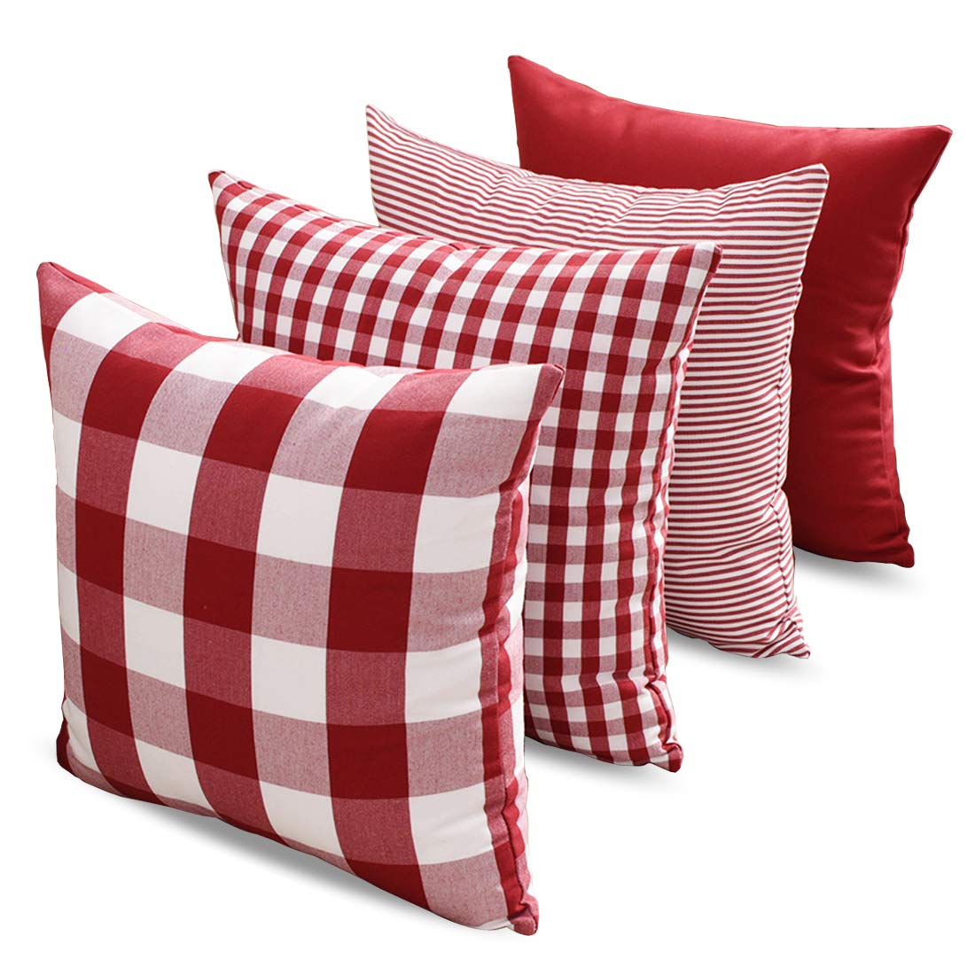 Farmhouse Brown Gingham Checkered Plaid Throw Pillow Covers 20x20 Set of 2