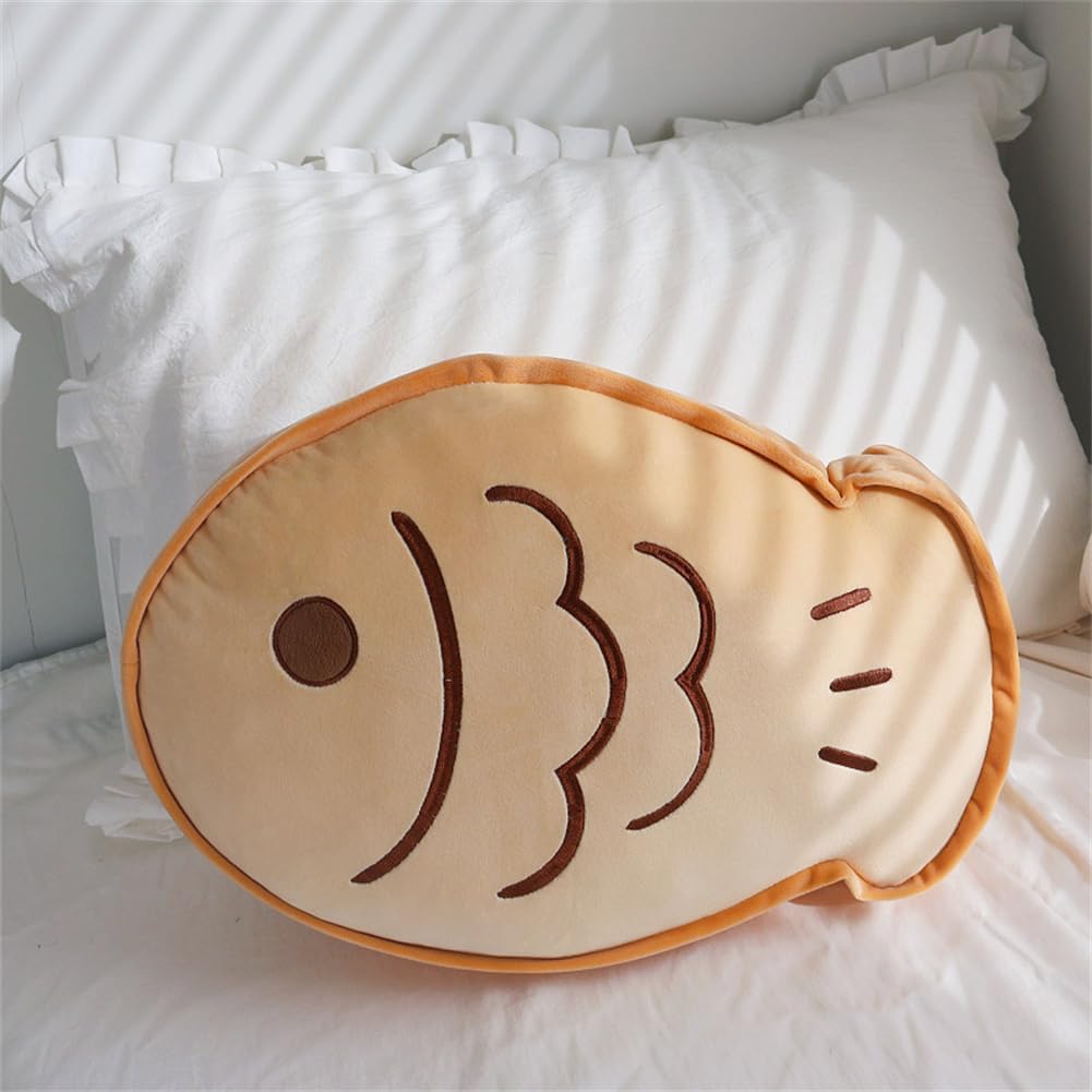 Cute Taiyaki Pillow - Fish Shaped Decorative Throw Pillow for Sofa & Couch, Soft Fish Cushion for Kids Room Decor, Fun Animal Food Pillow for Home Office Dorm Car, Gift Idea (9.8 * 5.9inch)