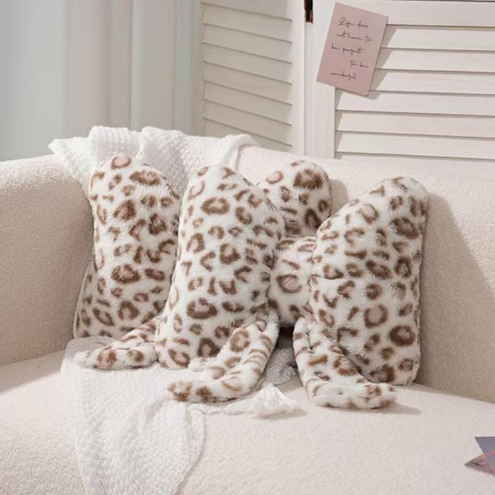 2Pcs Leopard Print Bow Throw Pillow Furry Bow Plush Pillows Cute Flower Plush Pillow Cheetah Home Decor Stuffed Bow Lumbar Pillow for Bed Couch Living Room Decor (Brown, 16in Bowknot)
