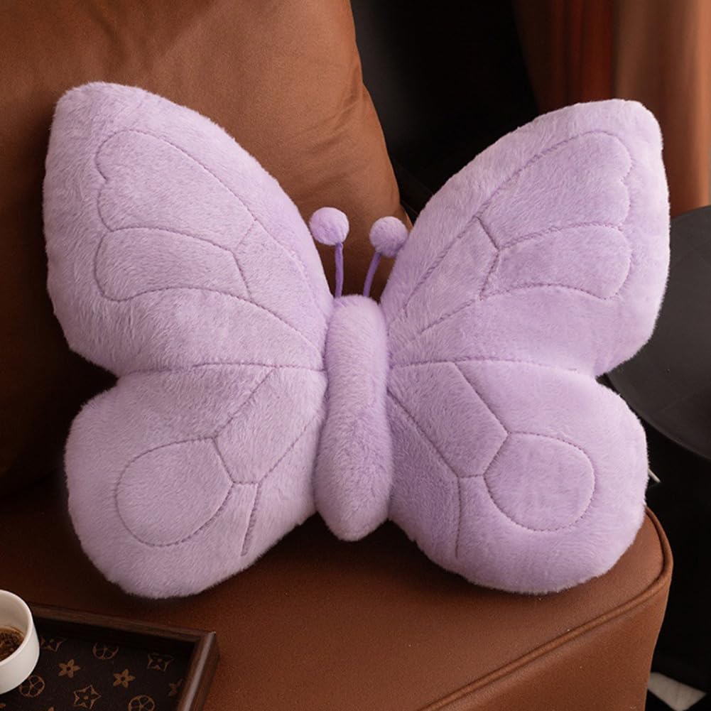Kawaii Butterfly Shaped Throw Pillow 18in Soft Hugging Plush Pillow Butterfly Stuffed Animal Stuff Aesthetics Decor for Bedroom Living Room Sofa Couch