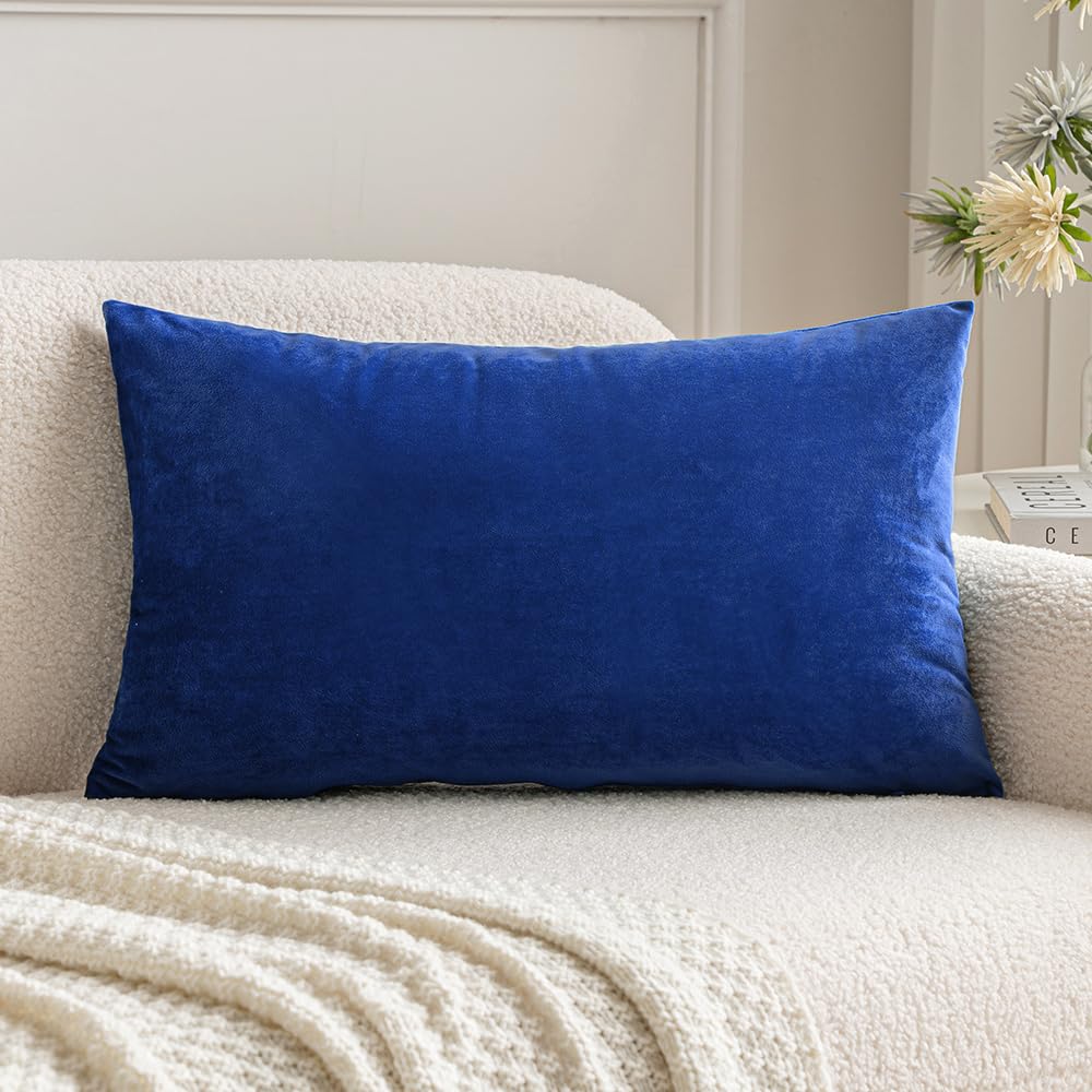 MIULEE 12x20 Inch Lumbar Velvet Christmas Throw Pillow Cover Army Green