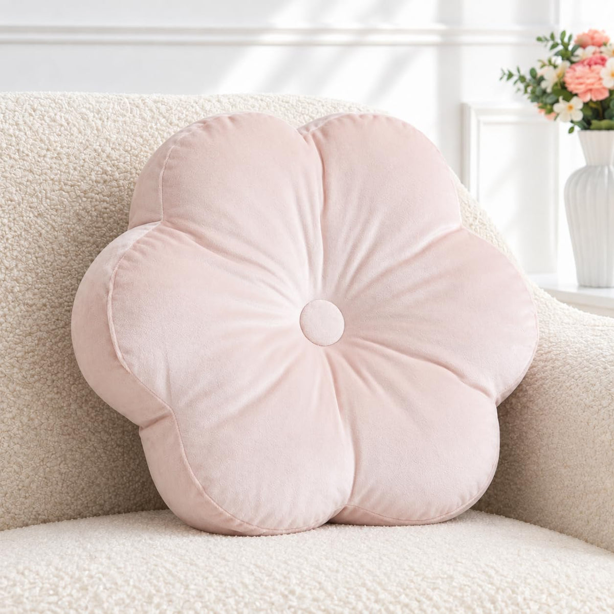 ARTMAGIC Flower Shaped Throw Pillow Velvet Cute Decorative Throw Pillows