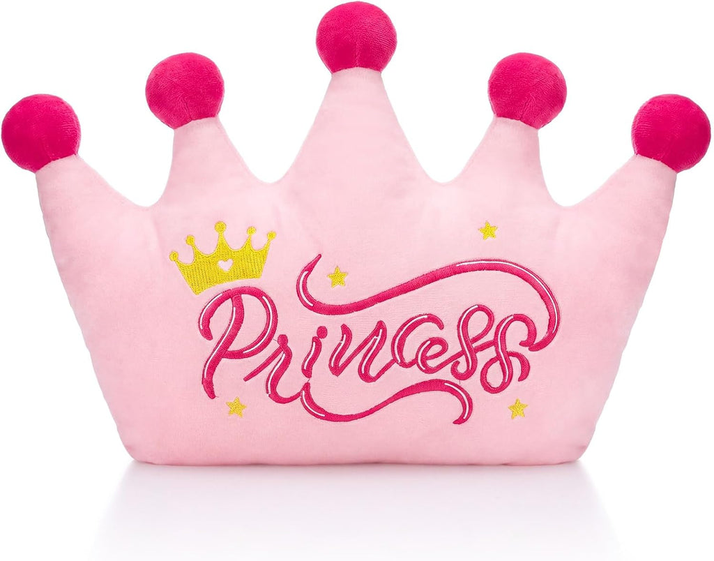 Sliner Crown Shaped Throw Pillow 16'' x 15'' Pink Plush Crown Princess