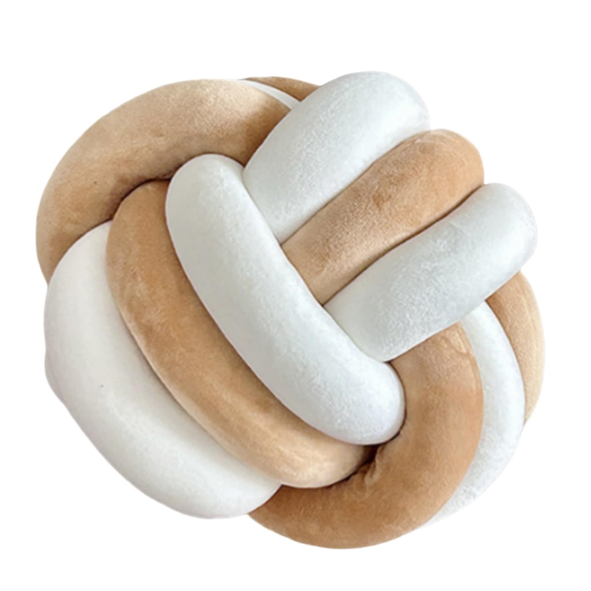 OUKEYI 8.5"/22cm Knot Ball Pillows, Round Throw Pillow Cushion Home Decoration Soft Plush Pillow, Throw Knotted Ball Pillow Handmade Children Room Decoration Round Plush Toy Pillow (White with red)