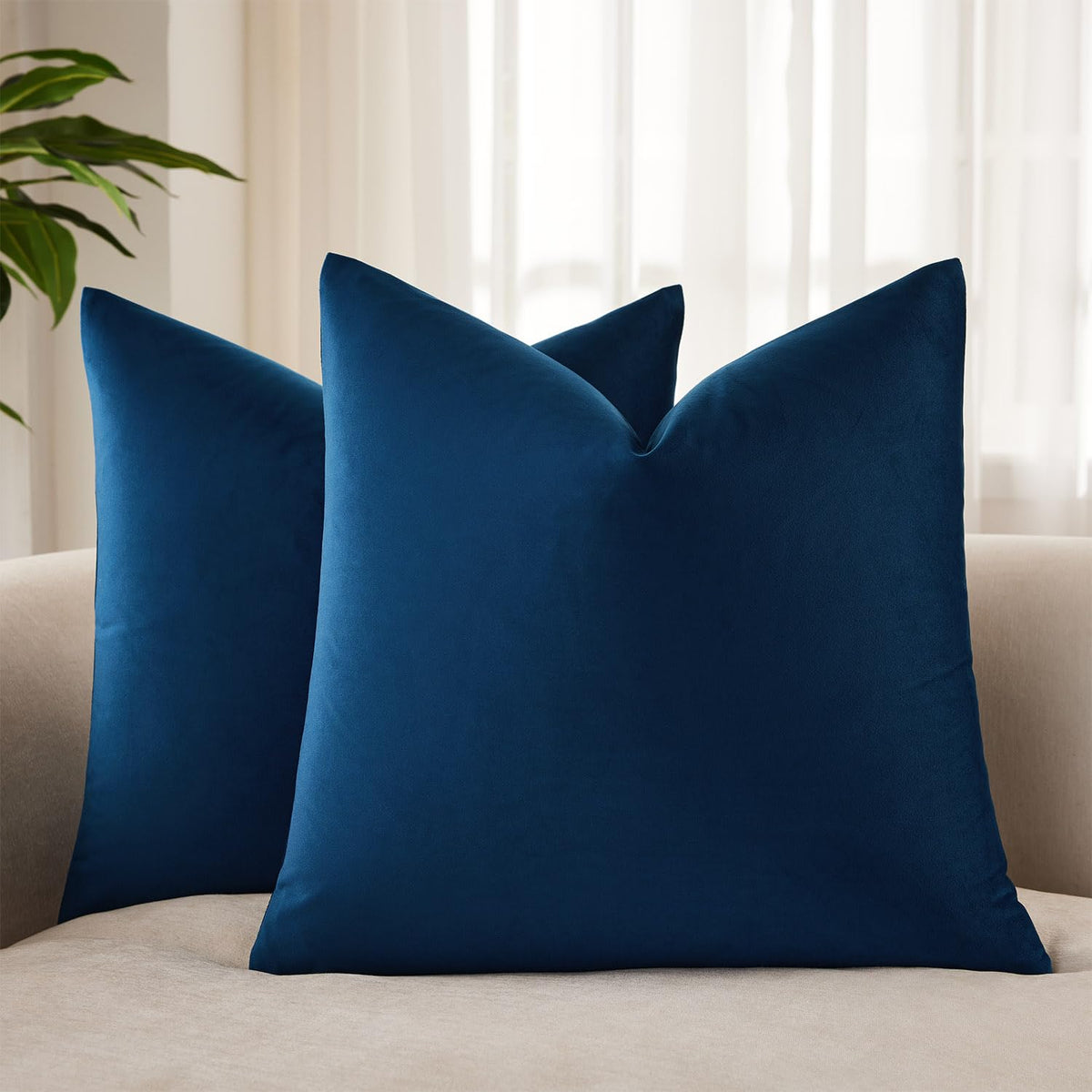 Velvet Throw Pillow Covers 18x18 for Couch Bed Sofa,Eggplant Purple