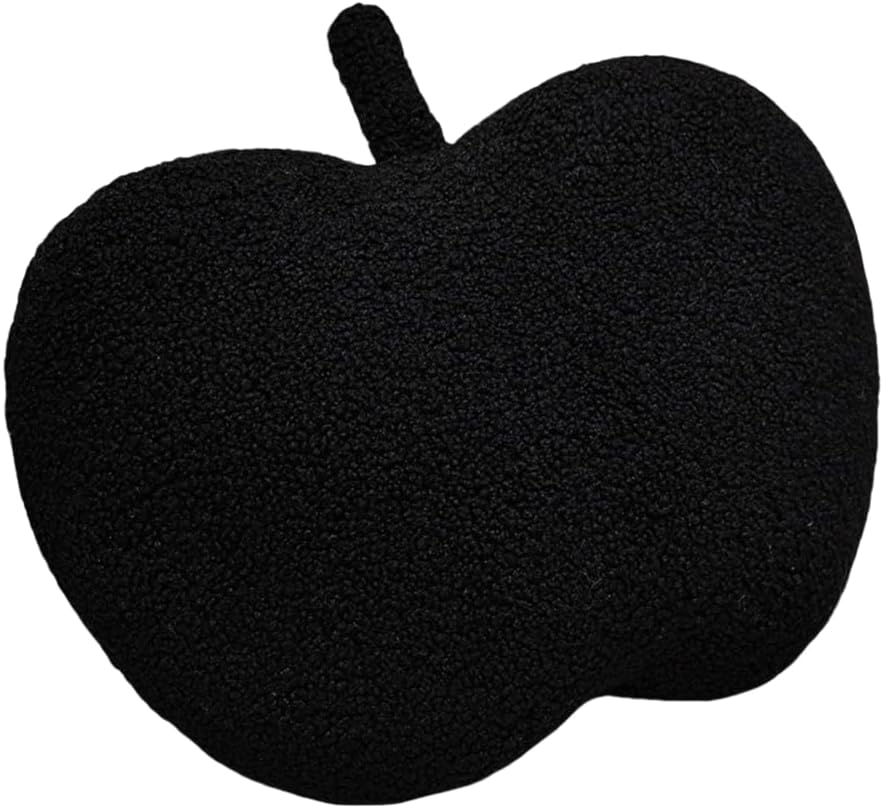 Cute Apple Shaped Pillow,3D Red Apple Plush Cushion Christmas Eve Throw Pillow,Fruit Throw Pillow Cute Red Apple Shaped Fun Home Decor of Fruit Themed Shaped Cushions (Black)