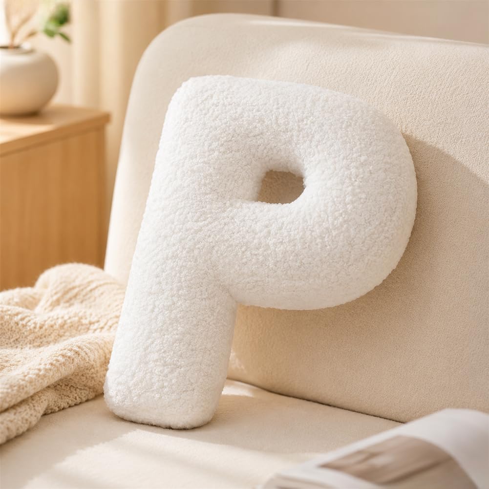 Letter Plush Pillow, Letter Hugging Throw Pillows, Decorative Initial Letter Shaped Throw Pillows for Bed Couch, Letter Pillows English Alphabet A to Z for Sofa Bedroom Living Room Decor (A)
